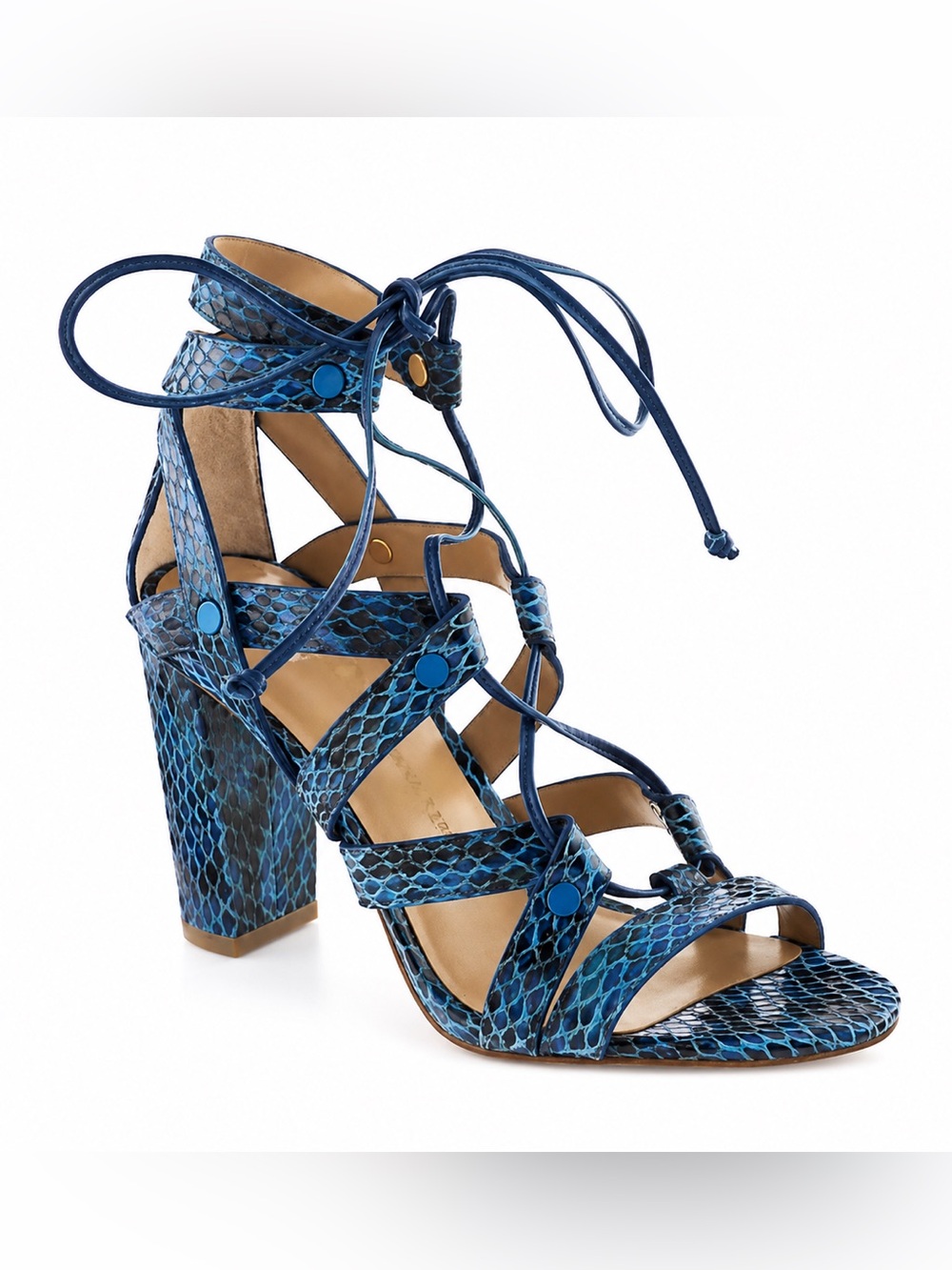 Banana Republic Eryn Blue Snakeskin Leather Lace-Up Heels Size 9 NIB